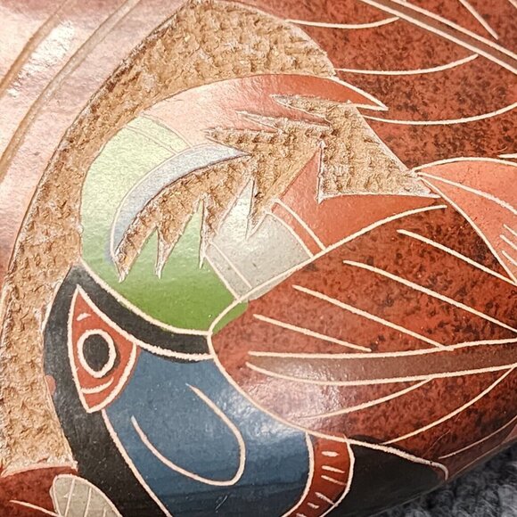 Costa Rica Toucan Hummingbird butterfly Ceramic Vase Folk Art Pottery - Picture 12 of 15